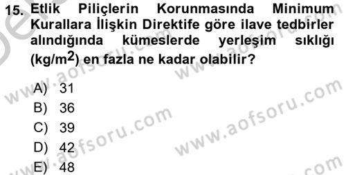 Hayvan Davranışları ve Refahı Dersi 2016 - 2017 Yılı 3 Ders Sınav Soruları 15. Soru