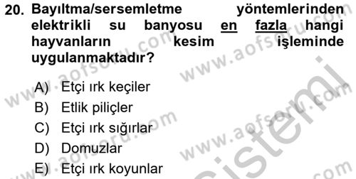 Hayvan Davranışları ve Refahı Dersi 2016 - 2017 Yılı 3 Ders Sınav Soruları 20. Soru