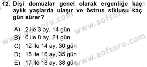 Hayvan Davranışları ve Refahı Dersi 2016 - 2017 Yılı (Vize) Ara Sınav Soruları 12. Soru