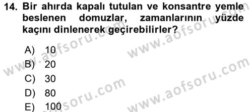 Hayvan Davranışları ve Refahı Dersi 2016 - 2017 Yılı (Vize) Ara Sınav Soruları 14. Soru