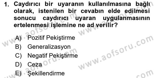Hayvan Davranışları ve Refahı Dersi 2016 - 2017 Yılı (Final) Dönem Sonu Sınav Soruları 1. Soru