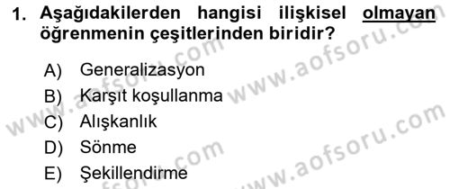 Hayvan Davranışları ve Refahı Dersi 2017 - 2018 Yılı 3 Ders Sınav Soruları 1. Soru