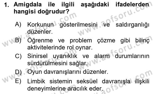 Hayvan Davranışları ve Refahı Dersi 2017 - 2018 Yılı (Vize) Ara Sınav Soruları 1. Soru