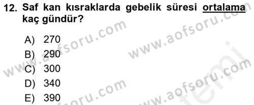 Hayvan Davranışları ve Refahı Dersi 2018 - 2019 Yılı (Vize) Ara Sınav Soruları 12. Soru