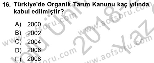 Hayvan Davranışları ve Refahı Dersi 2018 - 2019 Yılı Yaz Okulu Sınav Soruları 16. Soru