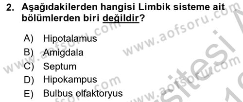 Hayvan Davranışları ve Refahı Dersi 2018 - 2019 Yılı Yaz Okulu Sınav Soruları 2. Soru