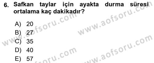 Hayvan Davranışları ve Refahı Dersi 2018 - 2019 Yılı Yaz Okulu Sınav Soruları 6. Soru