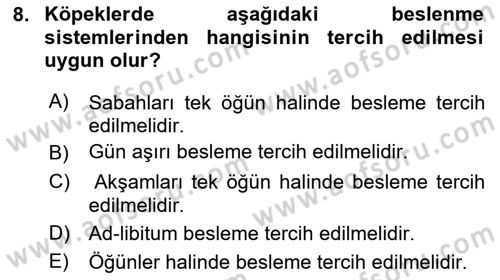 Hayvan Davranışları ve Refahı Dersi 2020 - 2021 Yılı Yaz Okulu Sınav Soruları 8. Soru