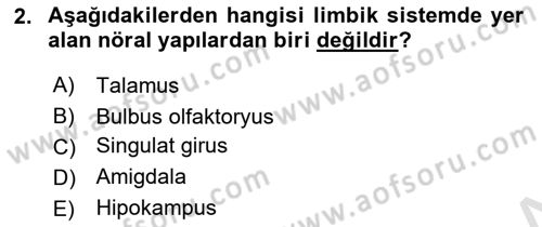Hayvan Davranışları ve Refahı Dersi 2022 - 2023 Yılı Yaz Okulu Sınav Soruları 2. Soru