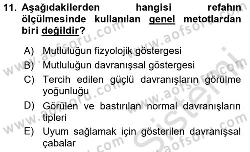 Hayvan Davranışları ve Refahı Dersi 2023 - 2024 Yılı Yaz Okulu Sınav Soruları 11. Soru