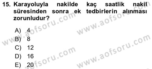 Hayvan Davranışları ve Refahı Dersi 2024 - 2025 Yılı (Final) Dönem Sonu Sınav Soruları 15. Soru