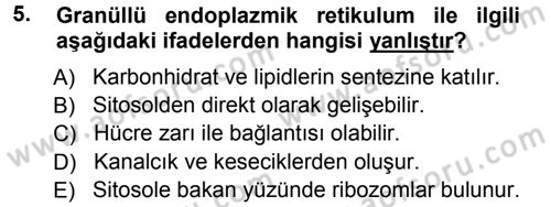 Temel Veteriner Histoloji ve Embriyoloji Dersi 2012 - 2013 Yılı (Vize) Ara Sınav Soruları 5. Soru