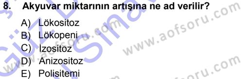 Temel Veteriner Histoloji ve Embriyoloji Dersi 2012 - 2013 Yılı (Final) Dönem Sonu Sınav Soruları 8. Soru