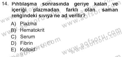 Temel Veteriner Histoloji ve Embriyoloji Dersi 2012 - 2013 Yılı Tek Ders Sınav Soruları 14. Soru