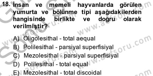 Temel Veteriner Histoloji ve Embriyoloji Dersi 2014 - 2015 Yılı (Final) Dönem Sonu Sınav Soruları 18. Soru