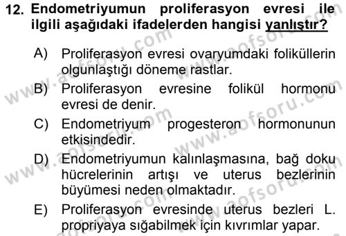 Temel Veteriner Histoloji ve Embriyoloji Dersi 2015 - 2016 Yılı Tek Ders Sınav Soruları 12. Soru