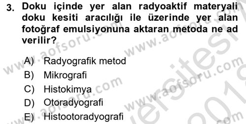 Temel Veteriner Histoloji ve Embriyoloji Dersi Ara Sınavı Deneme Sınav Soruları 3. Soru