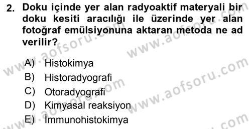 Temel Veteriner Histoloji ve Embriyoloji Dersi Ara Sınavı Deneme Sınav Soruları 2. Soru