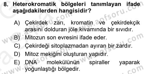 Temel Veteriner Histoloji ve Embriyoloji Dersi 2018 - 2019 Yılı (Vize) Ara Sınav Soruları 8. Soru