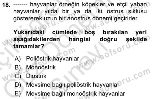 Temel Veteriner Histoloji ve Embriyoloji Dersi 2021 - 2022 Yılı (Final) Dönem Sonu Sınav Soruları 18. Soru
