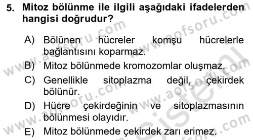 Temel Veteriner Histoloji ve Embriyoloji Dersi 2022 - 2023 Yılı (Vize) Ara Sınavı 5. Soru