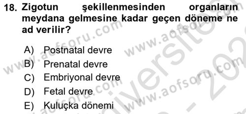 Temel Veteriner Histoloji ve Embriyoloji Dersi 2022 - 2023 Yılı (Final) Dönem Sonu Sınav Soruları 18. Soru