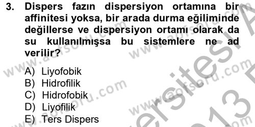 Temel Veteriner Biyokimya Dersi 2012 - 2013 Yılı (Vize) Ara Sınavı 3. Soru