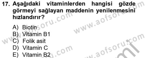 Temel Veteriner Biyokimya Dersi 2012 - 2013 Yılı (Final) Dönem Sonu Sınav Soruları 17. Soru