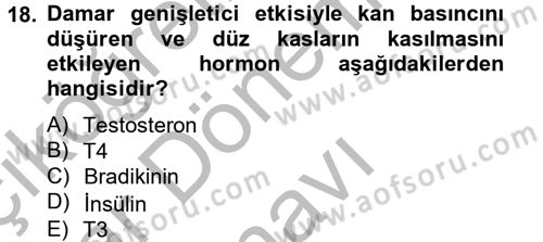 Temel Veteriner Biyokimya Dersi 2012 - 2013 Yılı (Final) Dönem Sonu Sınav Soruları 18. Soru