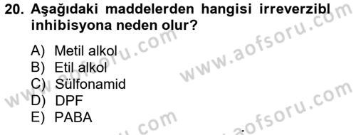 Temel Veteriner Biyokimya Dersi 2012 - 2013 Yılı (Final) Dönem Sonu Sınav Soruları 20. Soru
