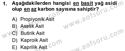 Temel Veteriner Biyokimya Dersi 2013 - 2014 Yılı (Vize) Ara Sınav Soruları 1. Soru