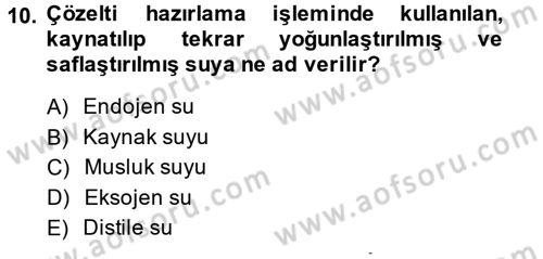 Temel Veteriner Biyokimya Dersi 2013 - 2014 Yılı (Vize) Ara Sınav Soruları 10. Soru