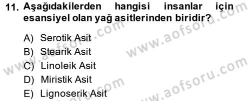 Temel Veteriner Biyokimya Dersi 2013 - 2014 Yılı (Vize) Ara Sınav Soruları 11. Soru