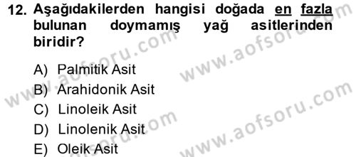 Temel Veteriner Biyokimya Dersi 2013 - 2014 Yılı (Vize) Ara Sınav Soruları 12. Soru