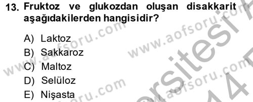 Temel Veteriner Biyokimya Dersi 2013 - 2014 Yılı (Vize) Ara Sınav Soruları 13. Soru