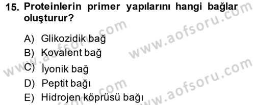 Temel Veteriner Biyokimya Dersi 2013 - 2014 Yılı (Vize) Ara Sınav Soruları 15. Soru