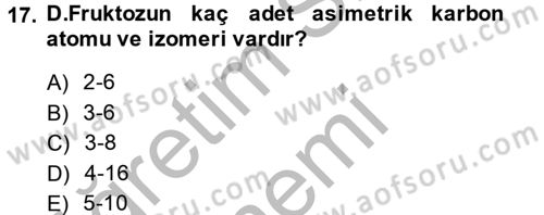 Temel Veteriner Biyokimya Dersi 2013 - 2014 Yılı (Vize) Ara Sınav Soruları 17. Soru