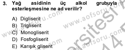 Temel Veteriner Biyokimya Dersi 2013 - 2014 Yılı (Vize) Ara Sınav Soruları 3. Soru