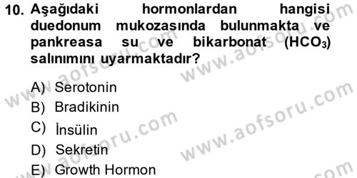 Temel Veteriner Biyokimya Dersi 2013 - 2014 Yılı (Final) Dönem Sonu Sınav Soruları 10. Soru