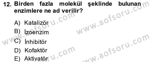 Temel Veteriner Biyokimya Dersi 2013 - 2014 Yılı (Final) Dönem Sonu Sınav Soruları 12. Soru