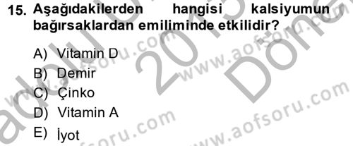 Temel Veteriner Biyokimya Dersi 2013 - 2014 Yılı (Final) Dönem Sonu Sınav Soruları 15. Soru