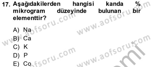 Temel Veteriner Biyokimya Dersi 2013 - 2014 Yılı (Final) Dönem Sonu Sınav Soruları 17. Soru