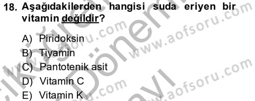 Temel Veteriner Biyokimya Dersi 2013 - 2014 Yılı (Final) Dönem Sonu Sınav Soruları 18. Soru