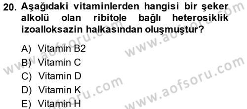 Temel Veteriner Biyokimya Dersi 2013 - 2014 Yılı (Final) Dönem Sonu Sınav Soruları 20. Soru