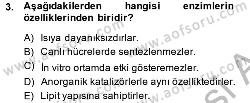 Temel Veteriner Biyokimya Dersi 2013 - 2014 Yılı (Final) Dönem Sonu Sınav Soruları 3. Soru