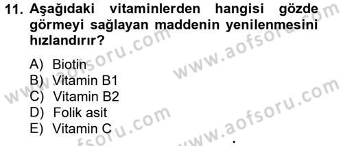 Temel Veteriner Biyokimya Dersi 2013 - 2014 Yılı Tek Ders Sınav Soruları 11. Soru