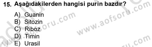 Temel Veteriner Biyokimya Dersi 2013 - 2014 Yılı Tek Ders Sınav Soruları 15. Soru