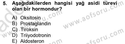 Temel Veteriner Biyokimya Dersi 2013 - 2014 Yılı Tek Ders Sınav Soruları 5. Soru