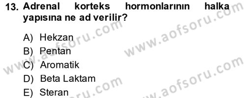 Temel Veteriner Biyokimya Dersi 2014 - 2015 Yılı (Vize) Ara Sınav Soruları 13. Soru
