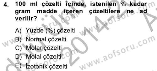 Temel Veteriner Biyokimya Dersi 2014 - 2015 Yılı (Vize) Ara Sınav Soruları 4. Soru